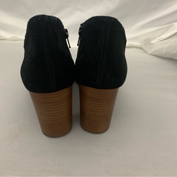 Jack Rogers Black Peep Toe Heeled Suede Side Zip Booties - Picture 5 of 14